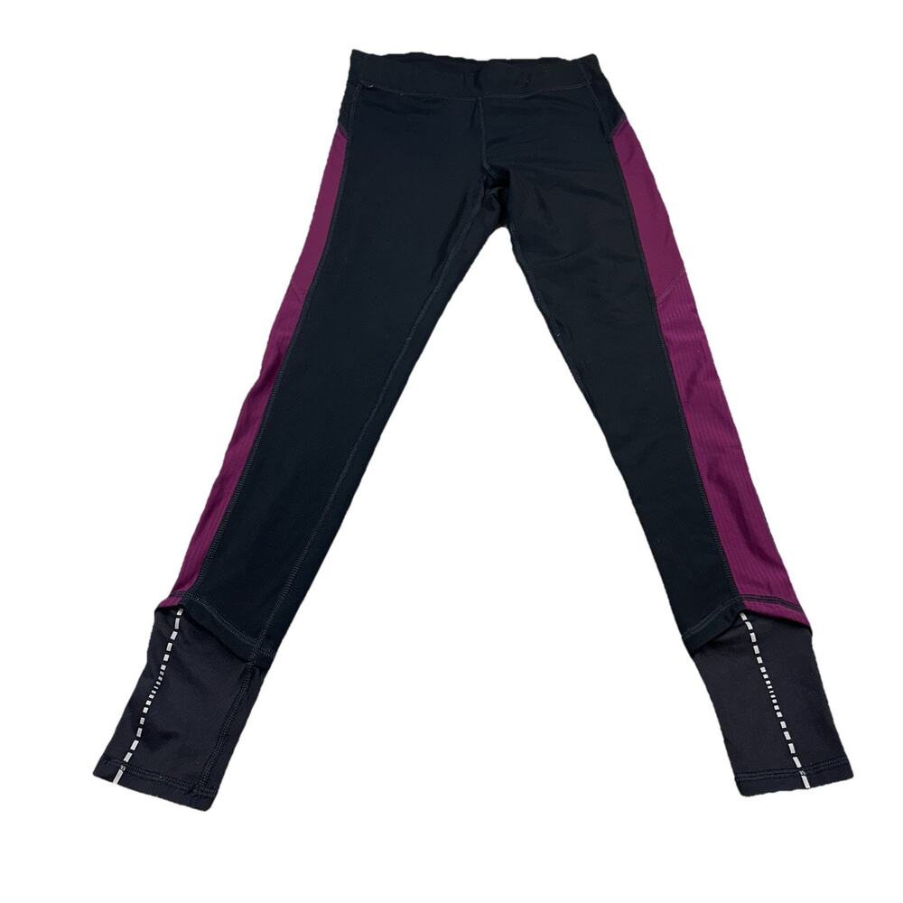 Champion Compression Leggings Womens S Black Purple Reflective Running Gym Tight